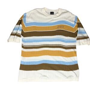 Vintage Y2K Southpole Sweater XL Blue Gold Brown Stripe Korea
